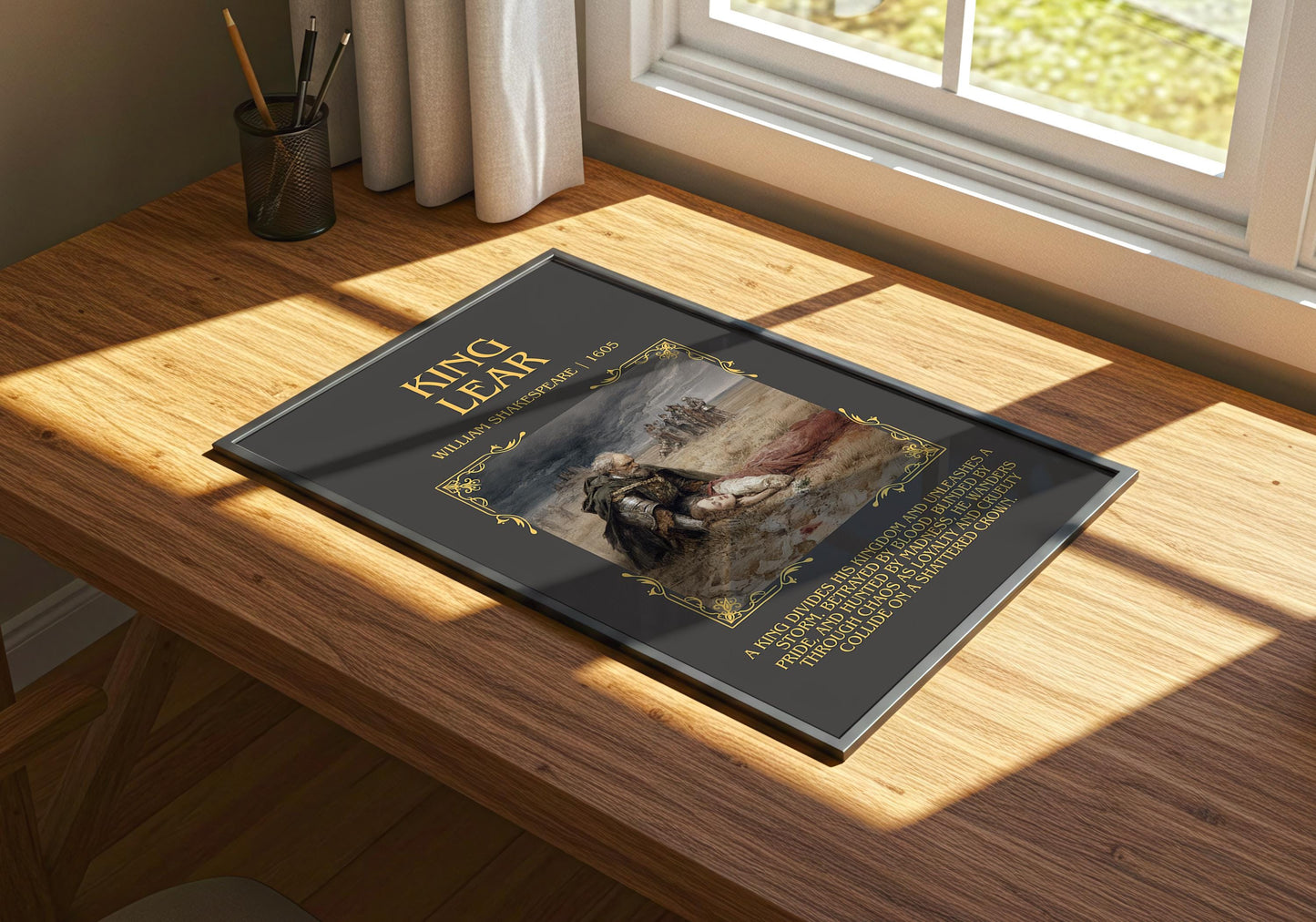 King Lear by William Shakespeare Descriptive, High Quality Poster Print.Free Delivery Wall Art.Author&Blurb Book Play Nook Gift Library