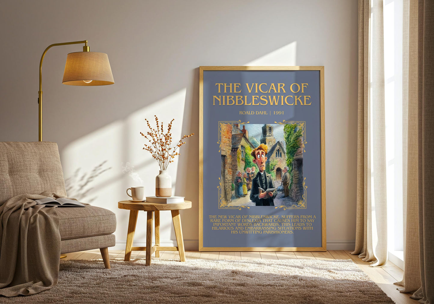 The Vicar Of Nibbleswicke by Roald Dahl Descriptive, High Quality Poster Print.Free Delivery Wall Art. Blurb Nook Gift Library Kids Book