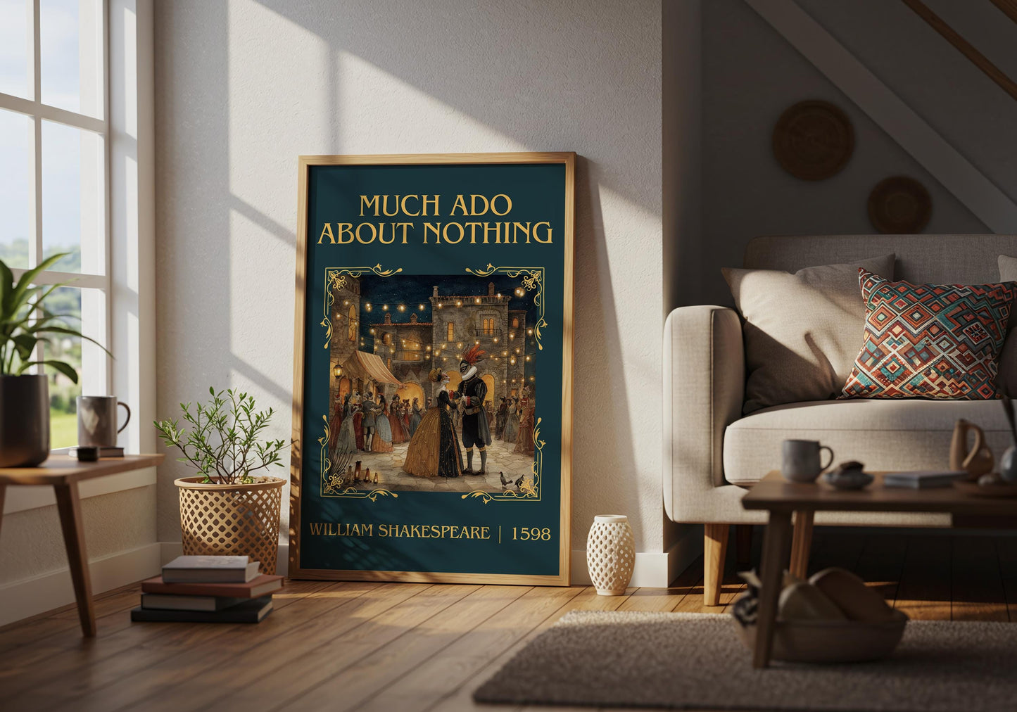 Much Ado About Nothing by William Shakespeare Descriptive, High Quality Poster Print.Free Delivery Wall Art.Author&Blurb Book Nook Gift Play