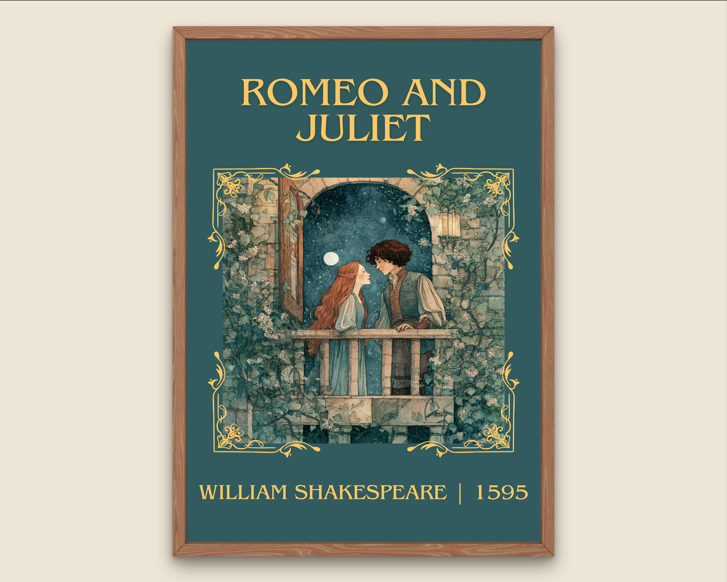 Romeo And Juliet by William Shakespeare Descriptive, High Quality Poster Print.Free Delivery Wall Art.Author&Blurb Book Nook Gift Play