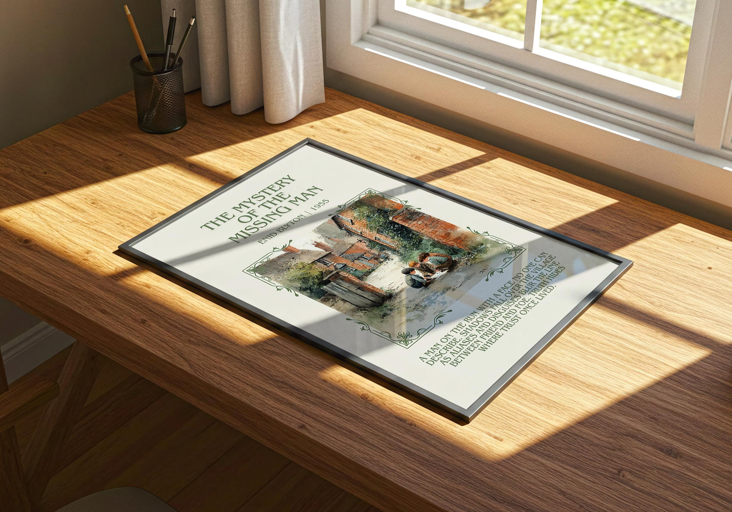 The Mystery Of The Missing Man by Enid Blyton Descriptive, High Quality Poster Print.Free Delivery Wall Art.Author&Blurb Book Nook Gift