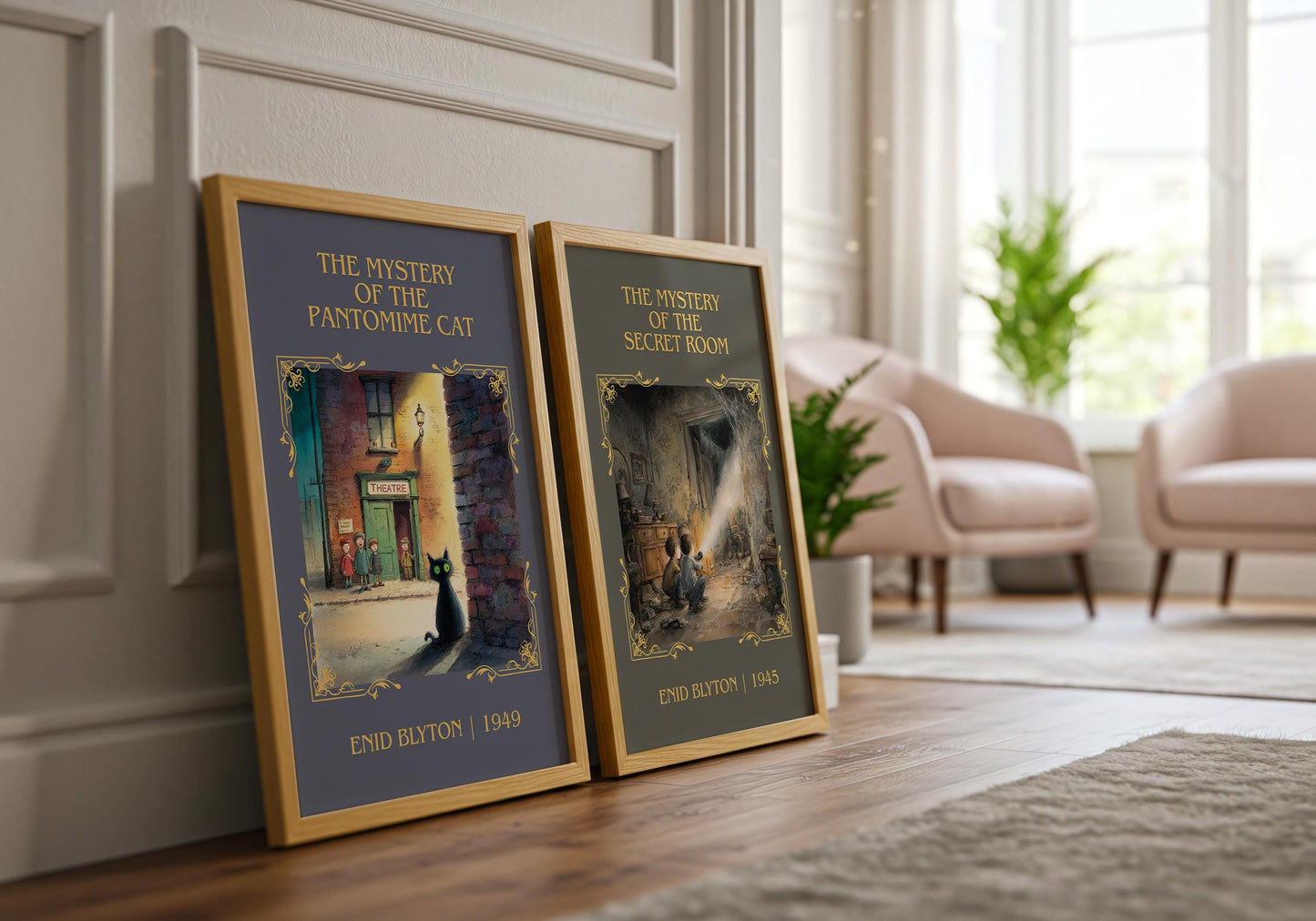 The Mystery Of The Pantomime Cat by Enid Blyton Descriptive, High Quality Poster Print.Free Delivery Wall Art.Author&Blurb Book Nook Gift