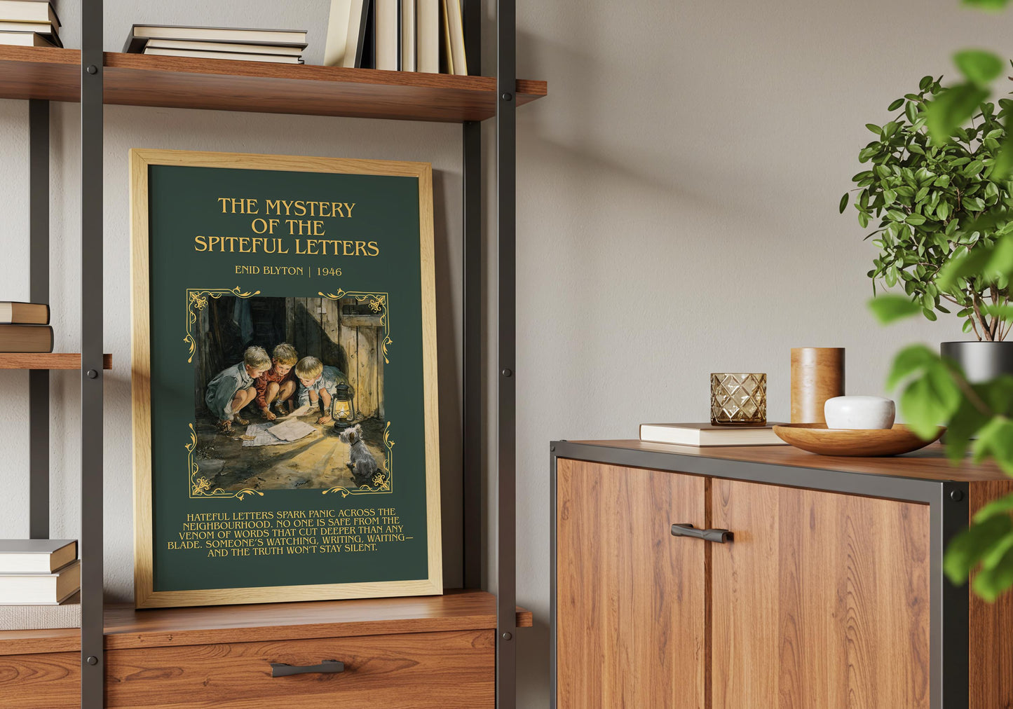 The Mystery Of The Spiteful Letters by Enid Blyton Descriptive, High Quality Poster Print.Free Delivery Wall Art.Author&Blurb Book Nook Gift