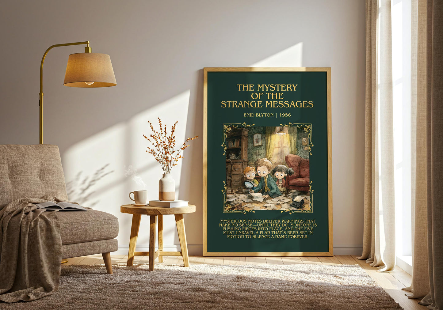 The Mystery Of The Strange Messages by Enid Blyton Descriptive, High Quality Poster Print.Free Delivery Wall Art.Author&Blurb Book Nook Gift