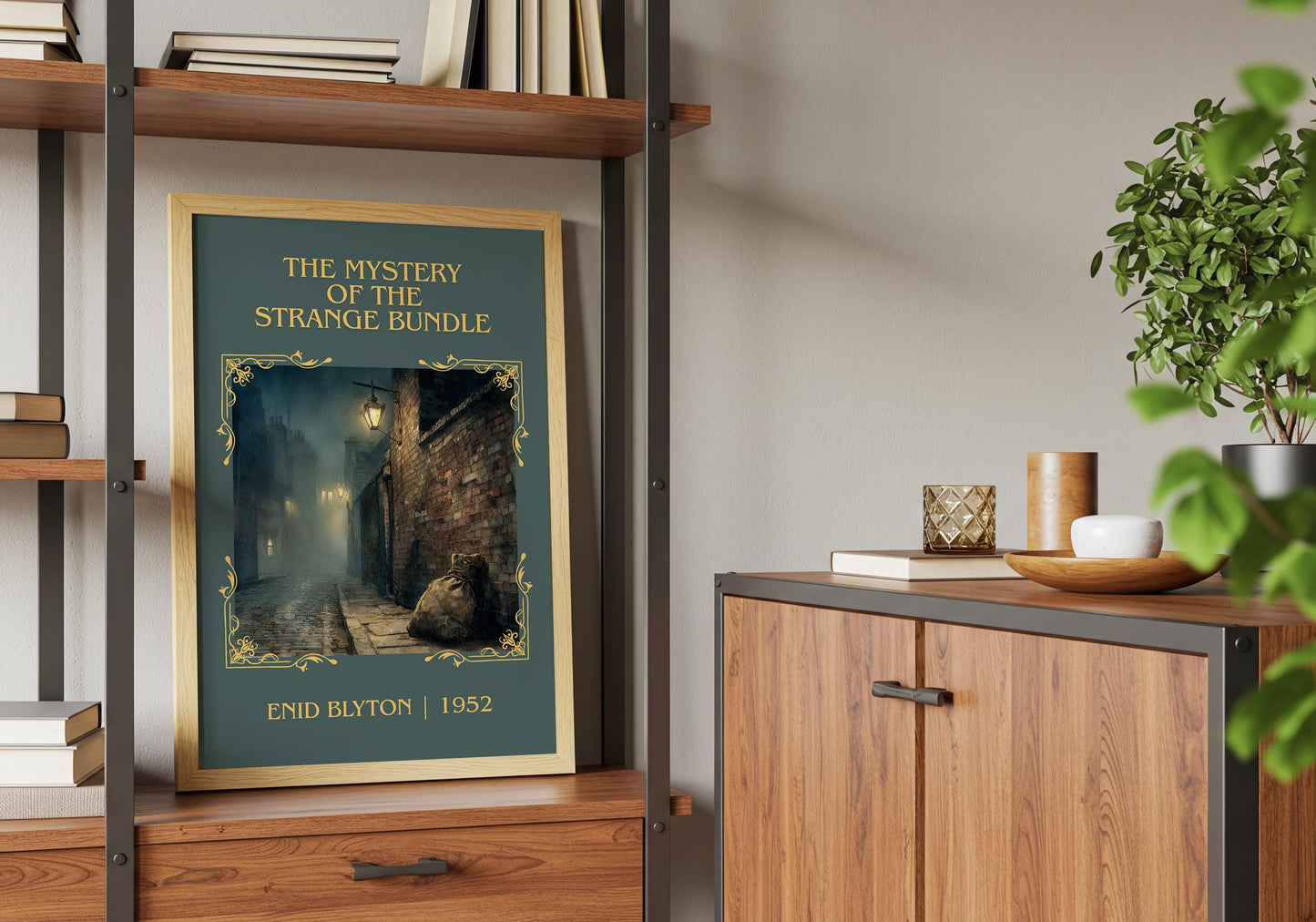 The Mystery Of The Strange Bundle by Enid Blyton High Quality Poster Print.Free Delivery Wall Art. Author Book Nook Minimalist Gift