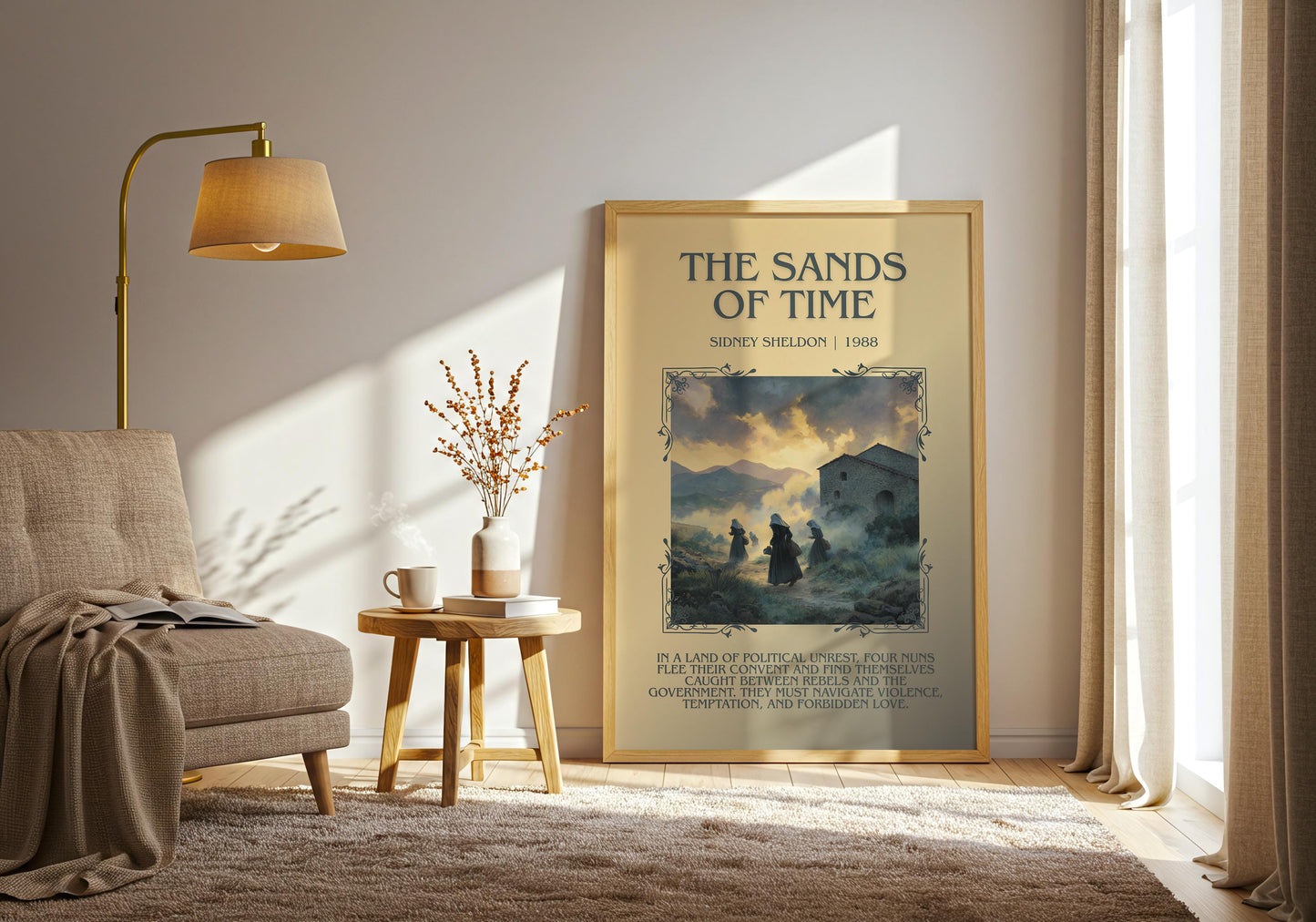 The Sands Of Time by Sidney Sheldon Descriptive, High Quality Poster Print.Free Delivery Wall Art. Author&Blurb Book Nook Library