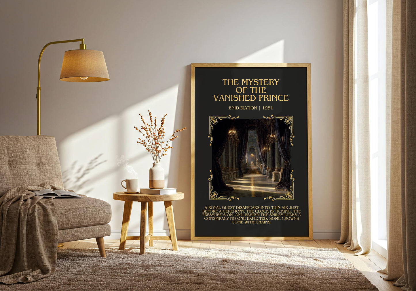 The Mystery Of The Vanished Prince by Enid Blyton Descriptive, High Quality Poster Print.Free Delivery Wall Art.Author&Blurb Book Nook Gift