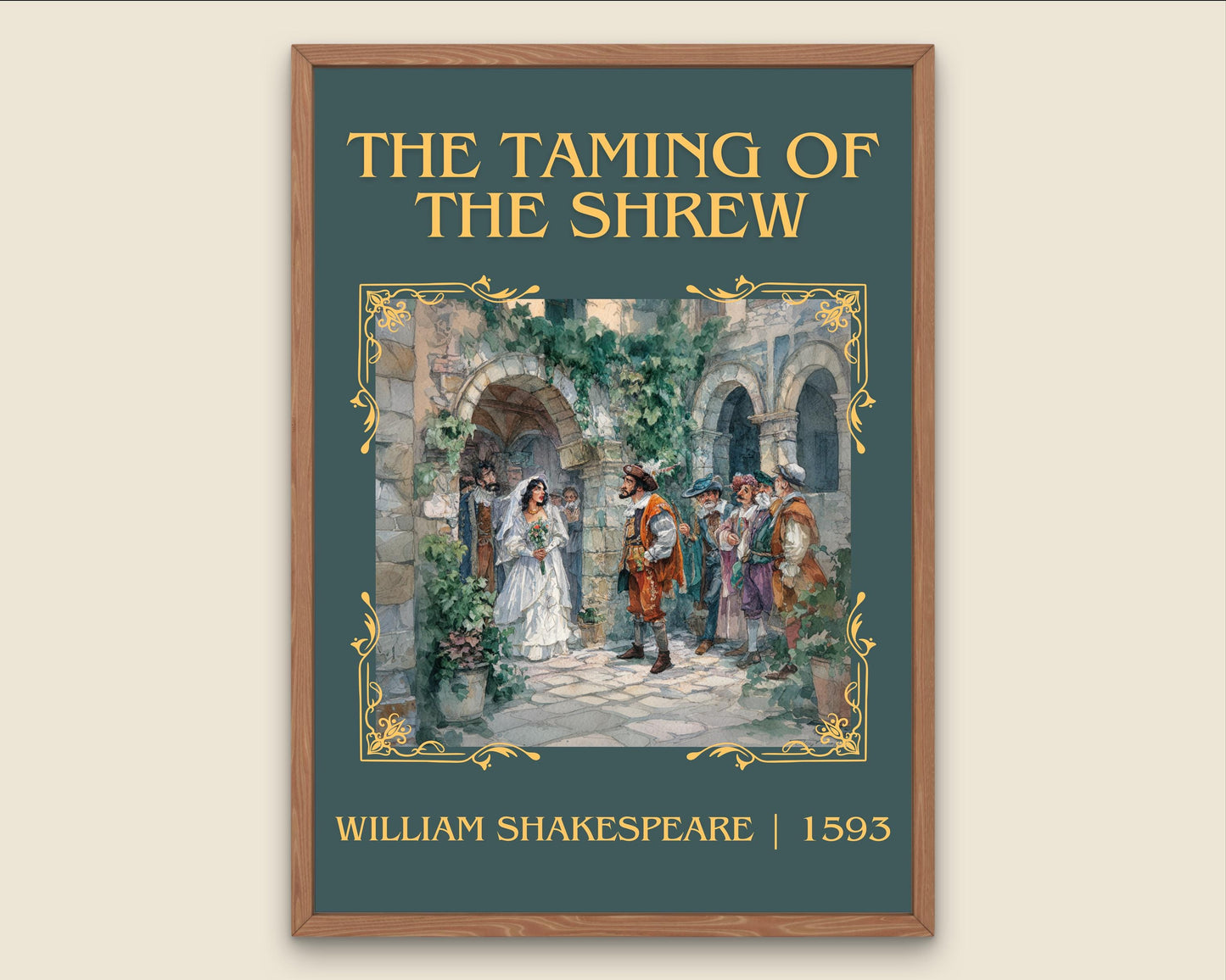 The Taming Of The Shrew by William Shakespeare High Quality Poster Print.Free Delivery Wall Art. Author Book Nook Minimalist Gift