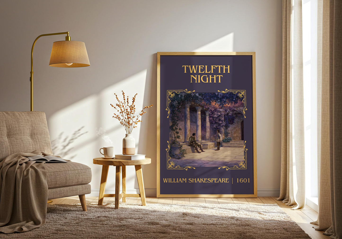Twelfth Night by William Shakespeare High Quality Poster Print.Free Delivery Wall Art. Author Book Nook Minimalist Gift