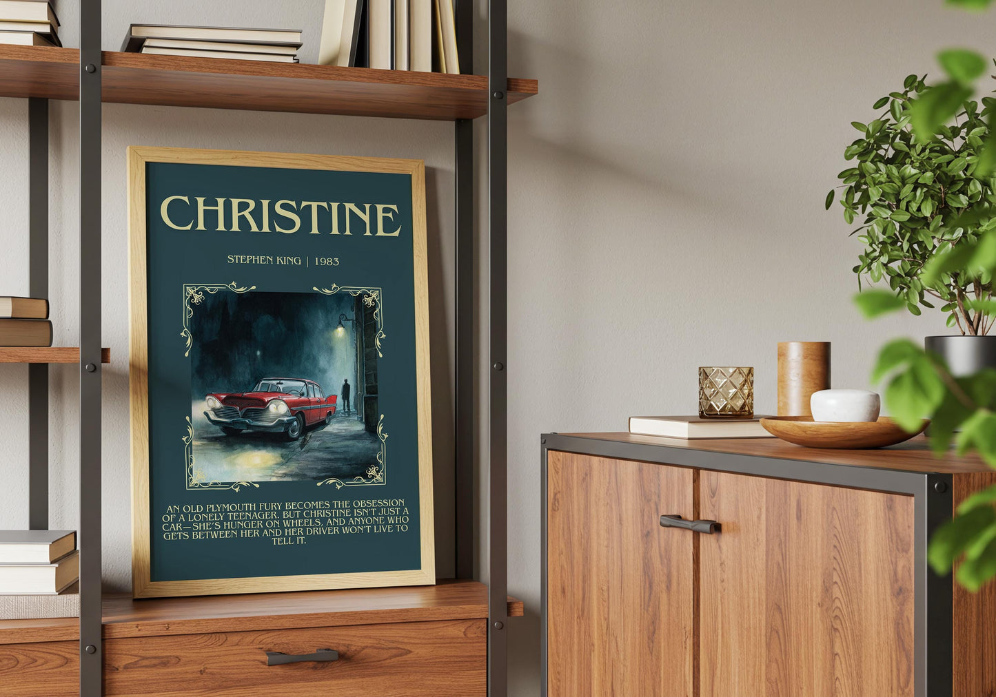 Christine by Stephen King Descriptive, High Quality Poster Print.Free Delivery Wall Art. Author&Blurb Book Nook Library Gift