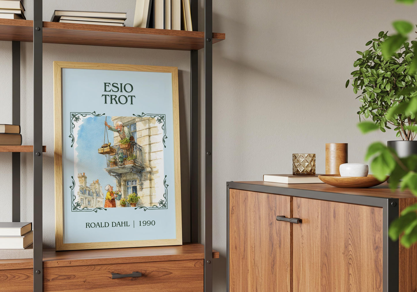 Esio Trot by Roald Dahl High Quality Poster Print. Free Delivery Wall Art. Author&Title Graphic Book Minimalist Home