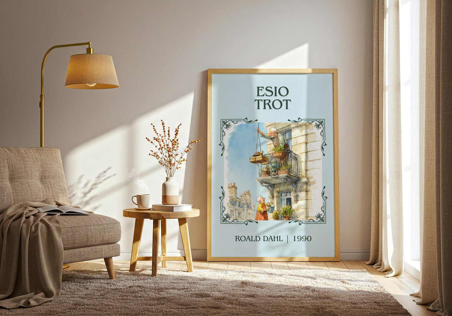 Esio Trot by Roald Dahl High Quality Poster Print. Free Delivery Wall Art. Author&Title Graphic Book Minimalist Home