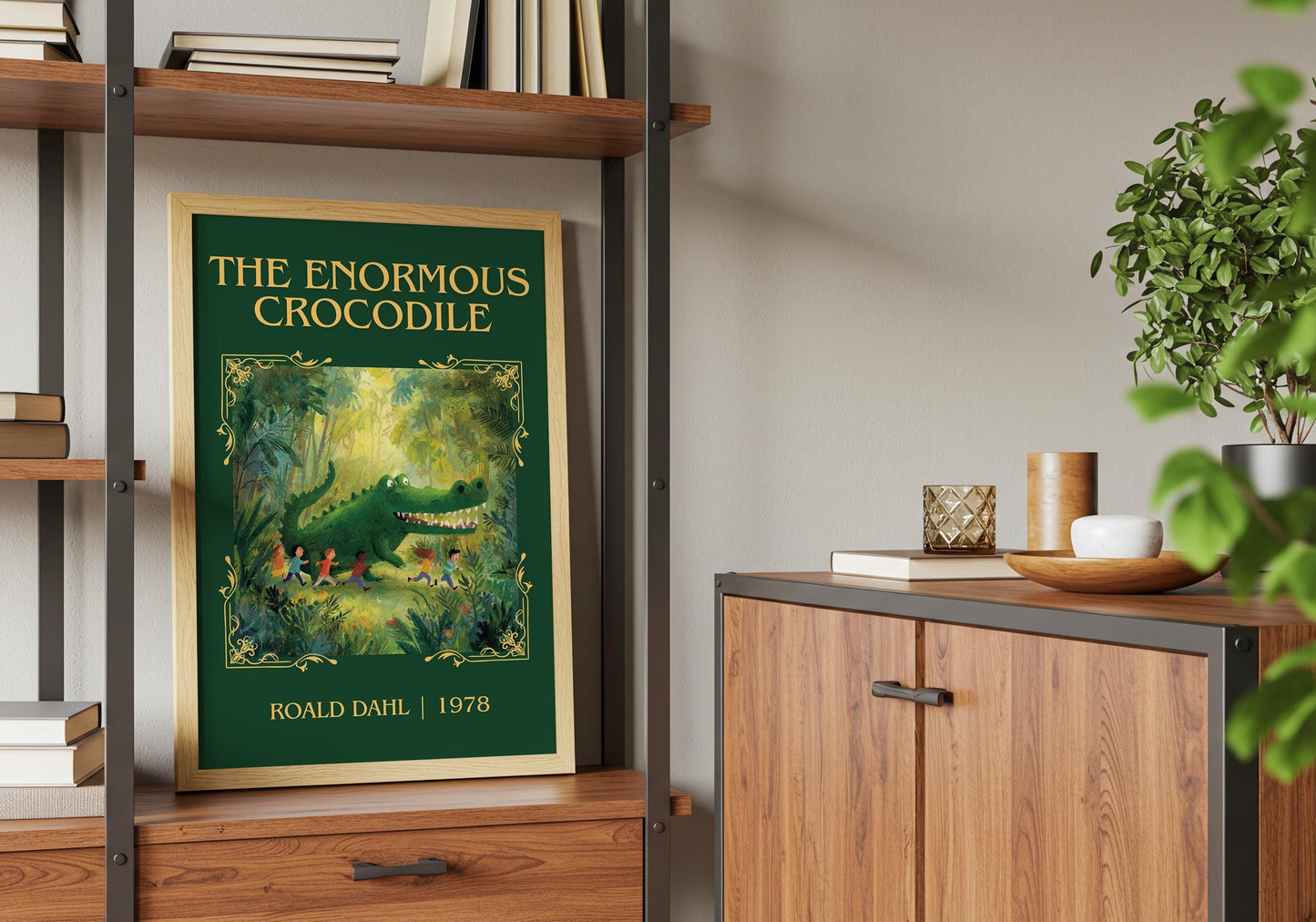 The Enormous Crocodile by Roald Dahl High Quality Poster Print. Free Delivery Wall Art. Author&Title Graphic Book Minimalist Home