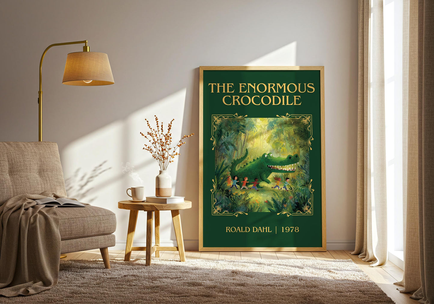 The Enormous Crocodile by Roald Dahl High Quality Poster Print. Free Delivery Wall Art. Author&Title Graphic Book Minimalist Home