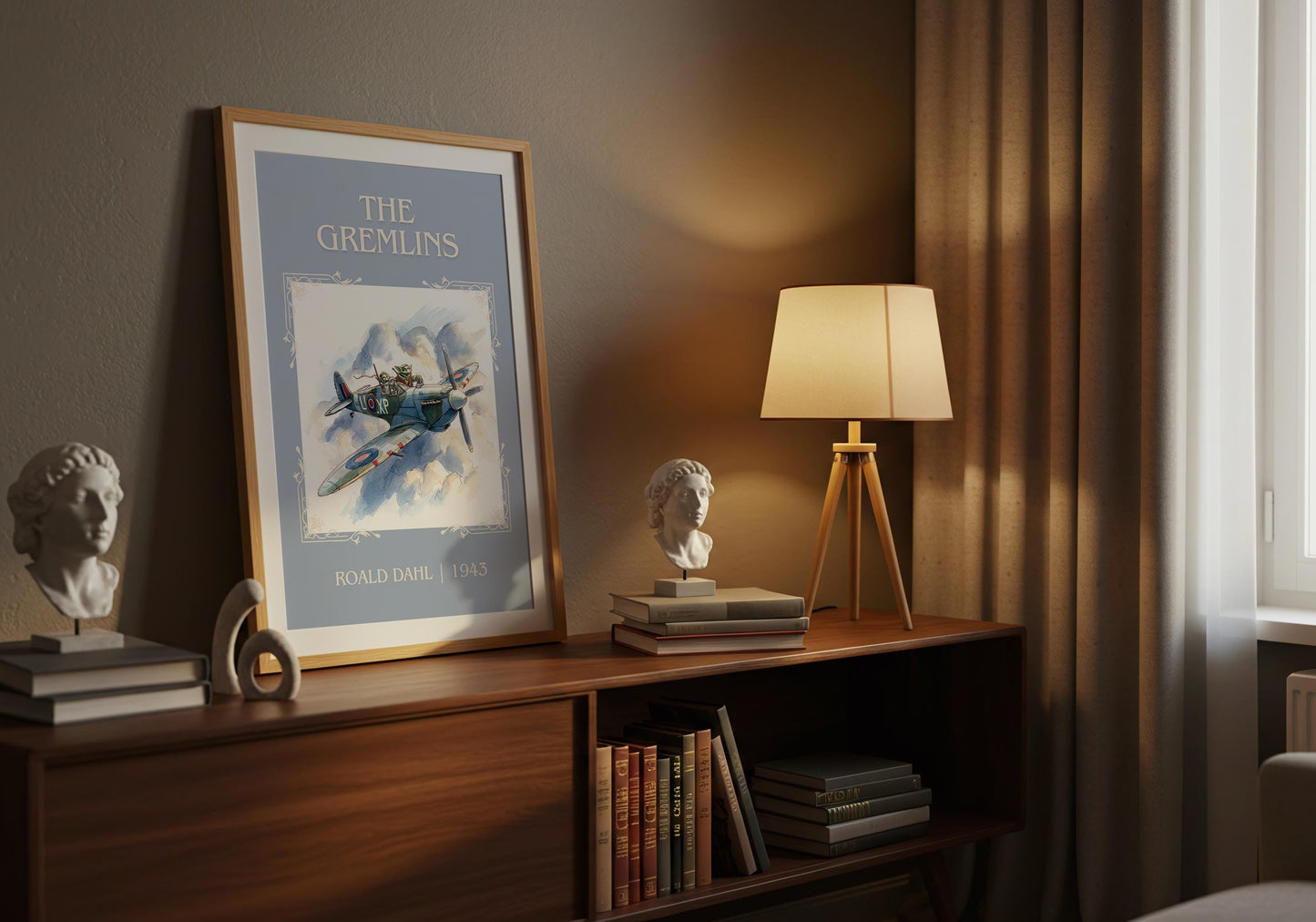 The Gremlins by Roald Dahl High Quality Poster Print. Free Delivery Wall Art. Author&Title Graphic Book Minimalist Kids Book