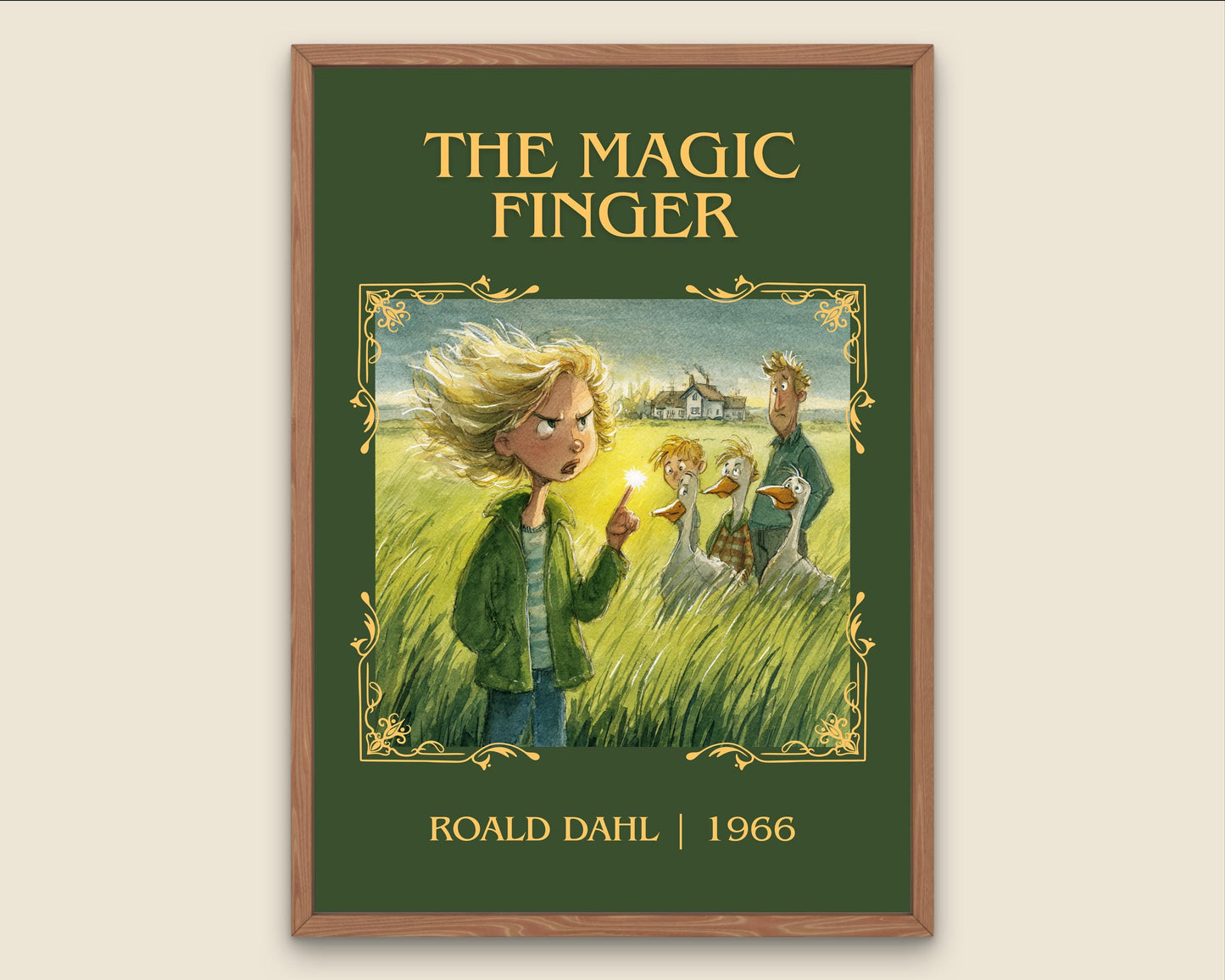 The Magic Finger by Roald Dahl High Quality Poster Print. Free Delivery Wall Art. Author&Title Graphic Book Minimalist Kids Book