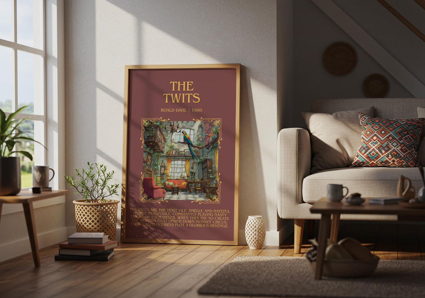 The Twits by Roald Dahl Descriptive, High Quality Poster Print.Free Delivery Wall Art.Author&Blurb Book Nook Gift Library Kids Book
