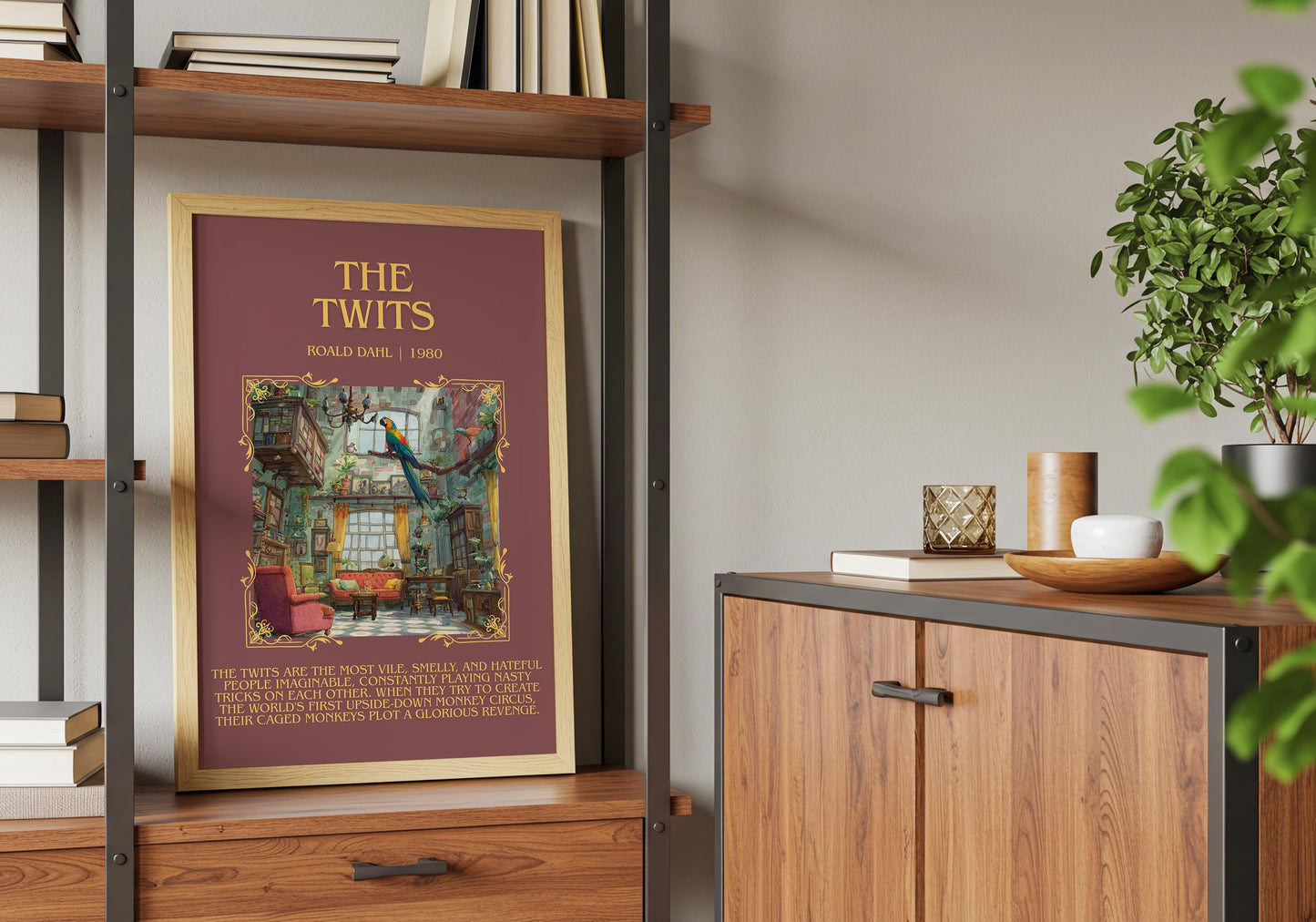 The Twits by Roald Dahl Descriptive, High Quality Poster Print.Free Delivery Wall Art.Author&Blurb Book Nook Gift Library Kids Book
