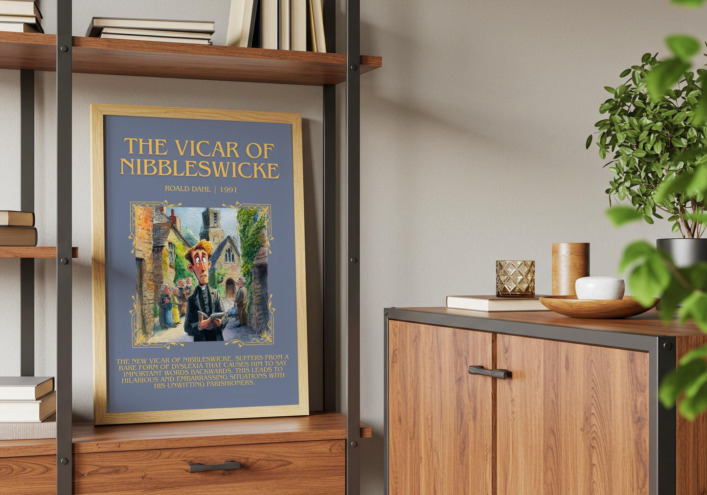 The Vicar Of Nibbleswicke by Roald Dahl Descriptive, High Quality Poster Print.Free Delivery Wall Art. Blurb Nook Gift Library Kids Book