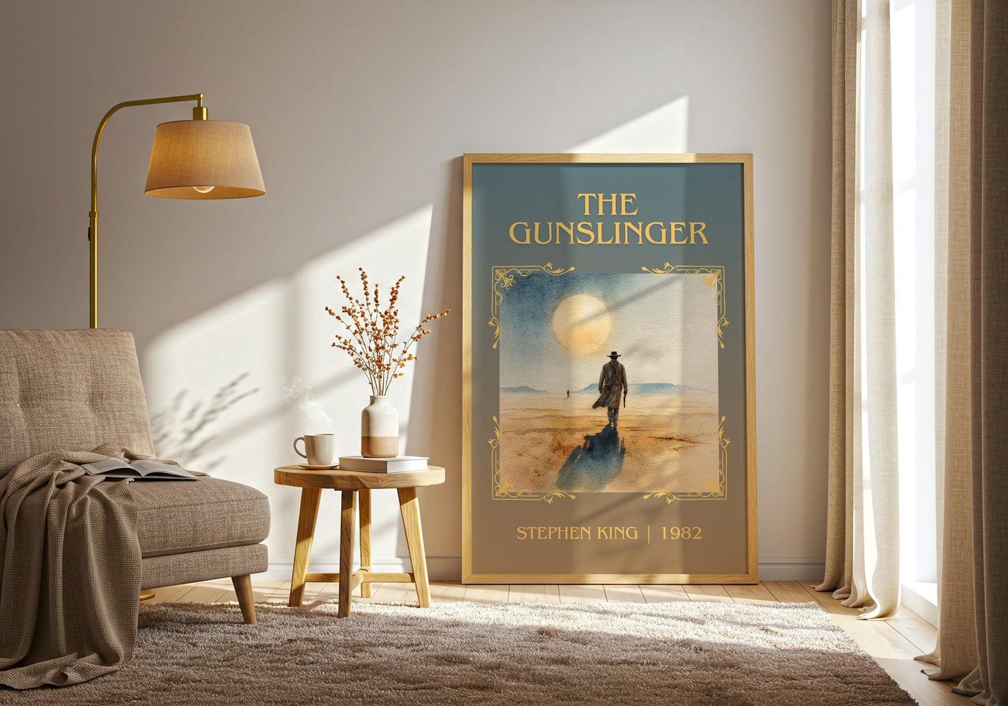 The Gunslinger by Stephen King Descriptive, High Quality Poster Print.Free Delivery Wall Art. Author&Blurb Book Nook Library Gift