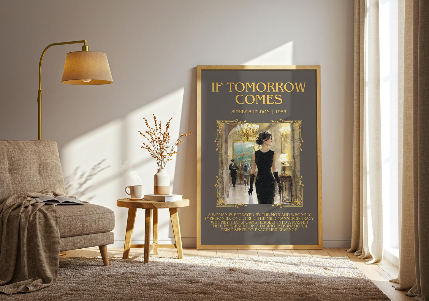 If Tomorrow Comes by Sidney Sheldon Descriptive, High Quality Poster Print.Free Delivery Wall Art.Author&Blurb Book Nook Gift Library Kids