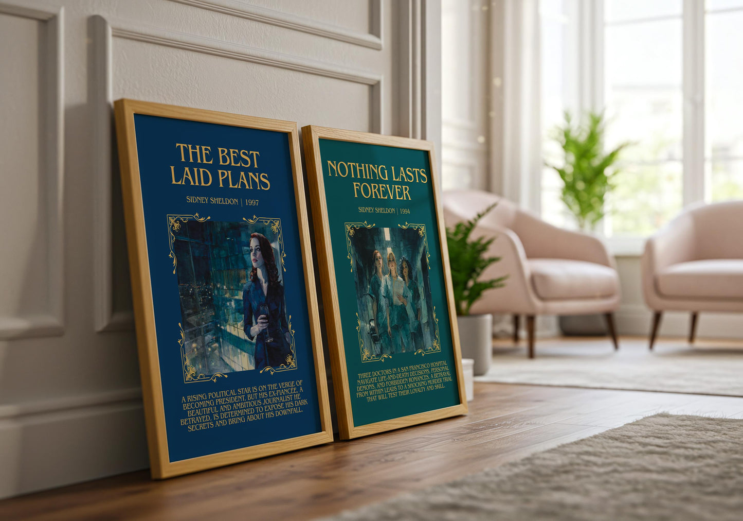The Best Laid Plans by Sidney Sheldon Descriptive, High Quality Poster Print.Free Delivery Wall Art. Author&Blurb Book Nook Library