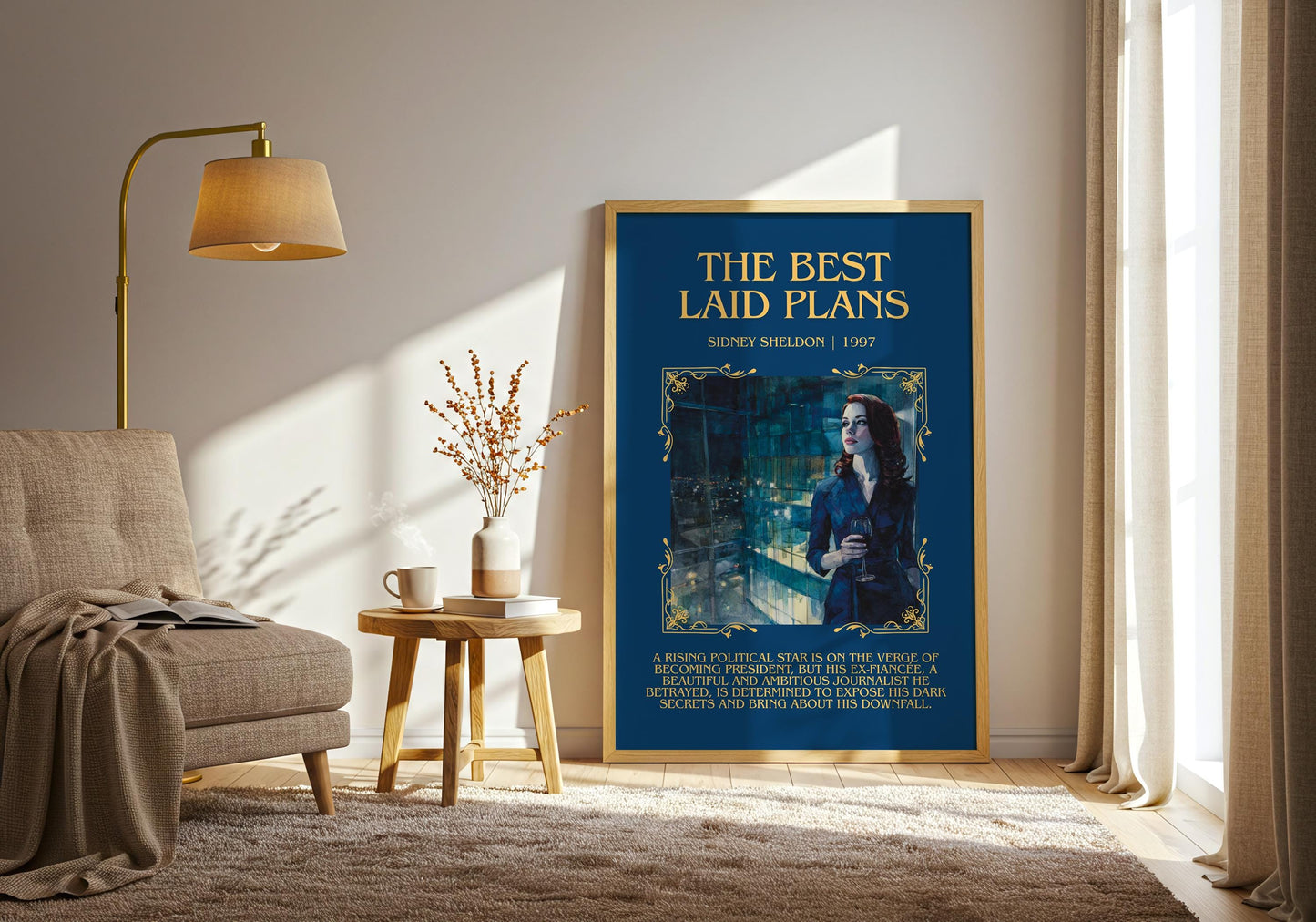 The Best Laid Plans by Sidney Sheldon Descriptive, High Quality Poster Print.Free Delivery Wall Art. Author&Blurb Book Nook Library