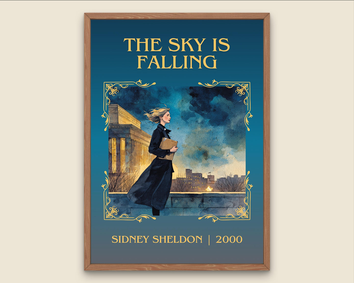 The Sky Is Falling by Sidney Sheldon Descriptive, High Quality Poster. Fast, Free Delivery Wall Art. Minimalist Book Lover Gift Author