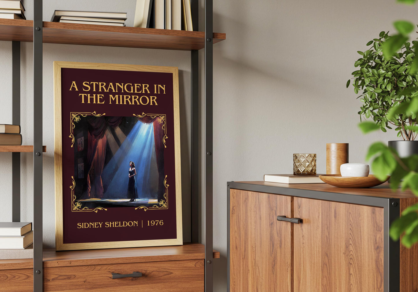 A Stranger In The Mirror by Sidney Sheldon Descriptive, High Quality Poster Print.Free Delivery Wall Art. Author&Blurb Book Nook Library