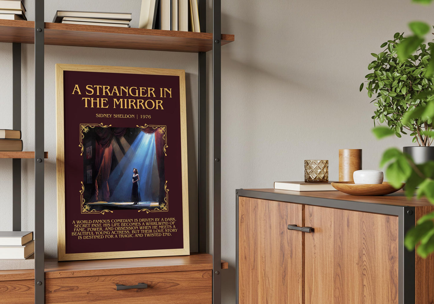 A Stranger In The Mirror by Sidney Sheldon Descriptive, High Quality Poster Print.Free Delivery Wall Art. Author&Blurb Book Nook Library