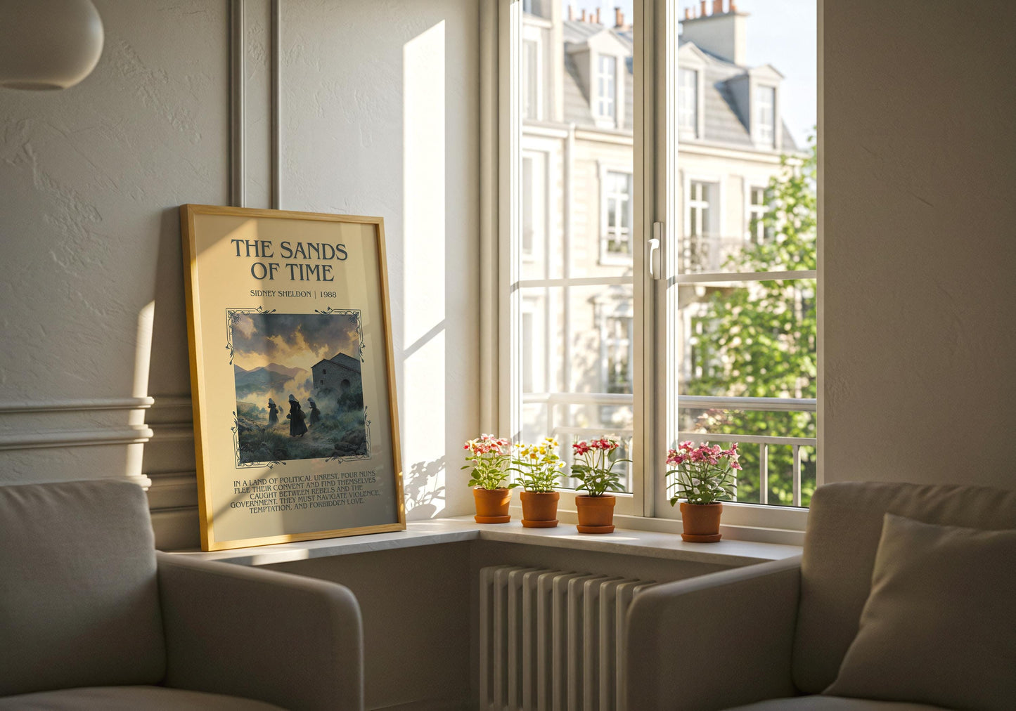 The Sands Of Time by Sidney Sheldon Descriptive, High Quality Poster Print.Free Delivery Wall Art. Author&Blurb Book Nook Library