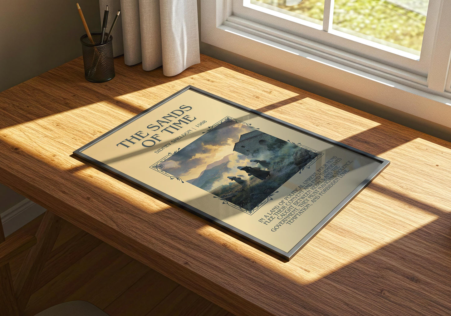 The Sands Of Time by Sidney Sheldon Descriptive, High Quality Poster Print.Free Delivery Wall Art. Author&Blurb Book Nook Library