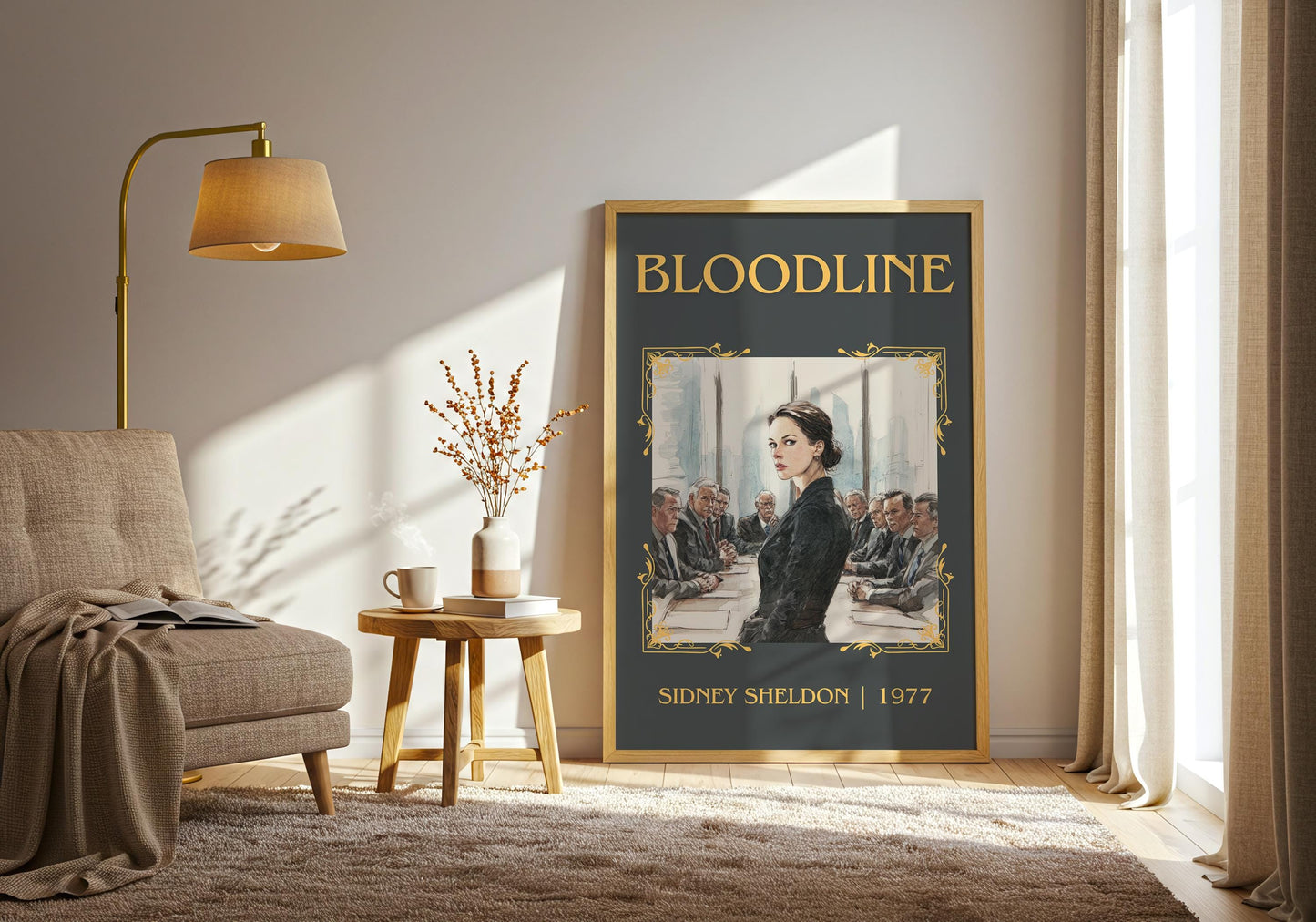 Bloodline by Sidney Sheldon Descriptive, High Quality Poster. Free Delivery Wall Art. Minimalist Book Lover Gift Author