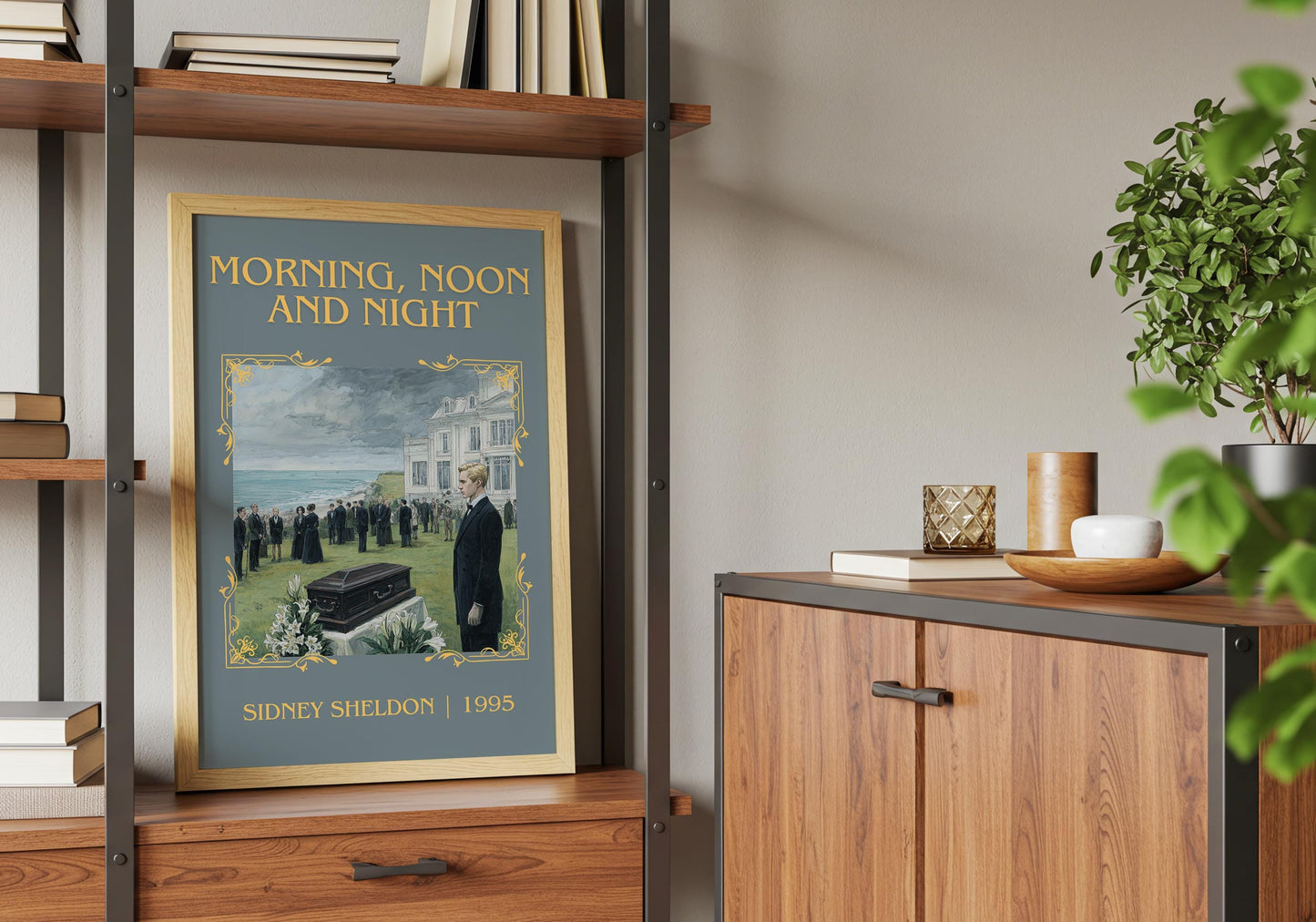 Morning, Noon and Night by Sidney Sheldon Descriptive, High Quality Poster. Free Delivery Wall Art. Minimalist Book Lover Gift Author