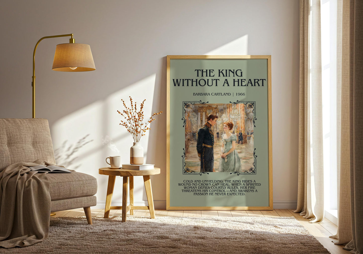 The King Without A Heart by Barbara Cartland Descriptive, High Quality Poster Print.Free Delivery Wall Art. Author&Blurb Book Nook Library