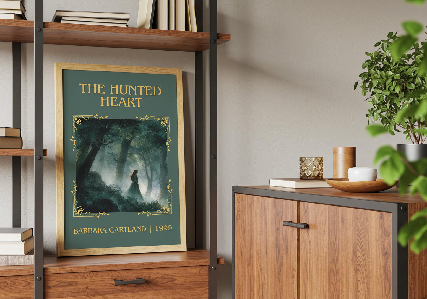 The Hunted Heart by Barbara Cartland Descriptive, High Quality Poster Print.Free Delivery Wall Art. Author&Blurb Book Nook Library Gift