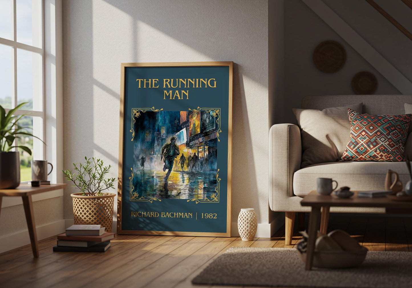 The Running Man by Barbara Cartland Descriptive, High Quality Poster Print.Free Delivery Wall Art. Author&Blurb Book Nook Library Gift