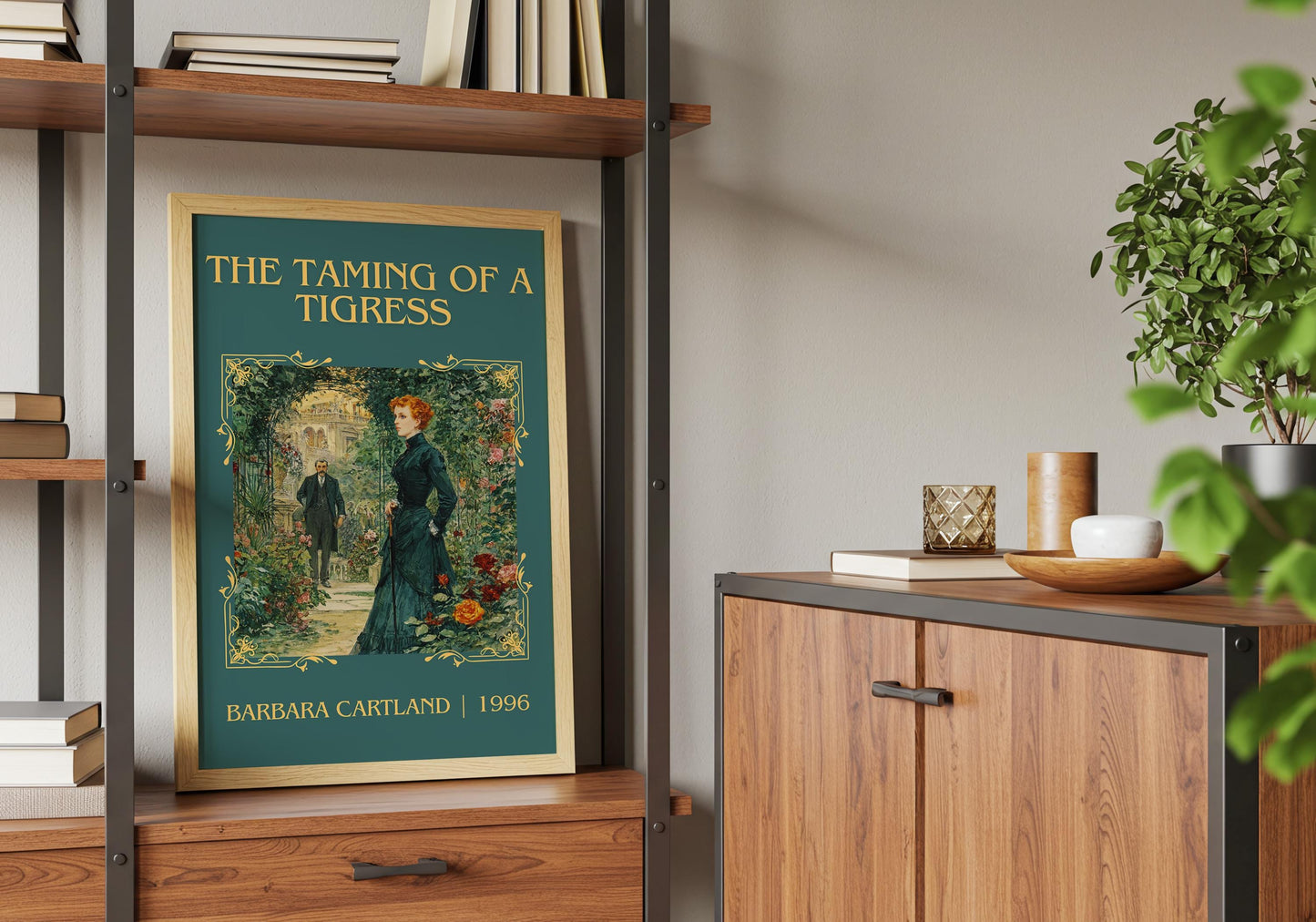 The Taming Of A Tigress by Barbara Cartland Descriptive, High Quality Poster Print.Free Delivery Wall Art. Author&Blurb Book Nook Library