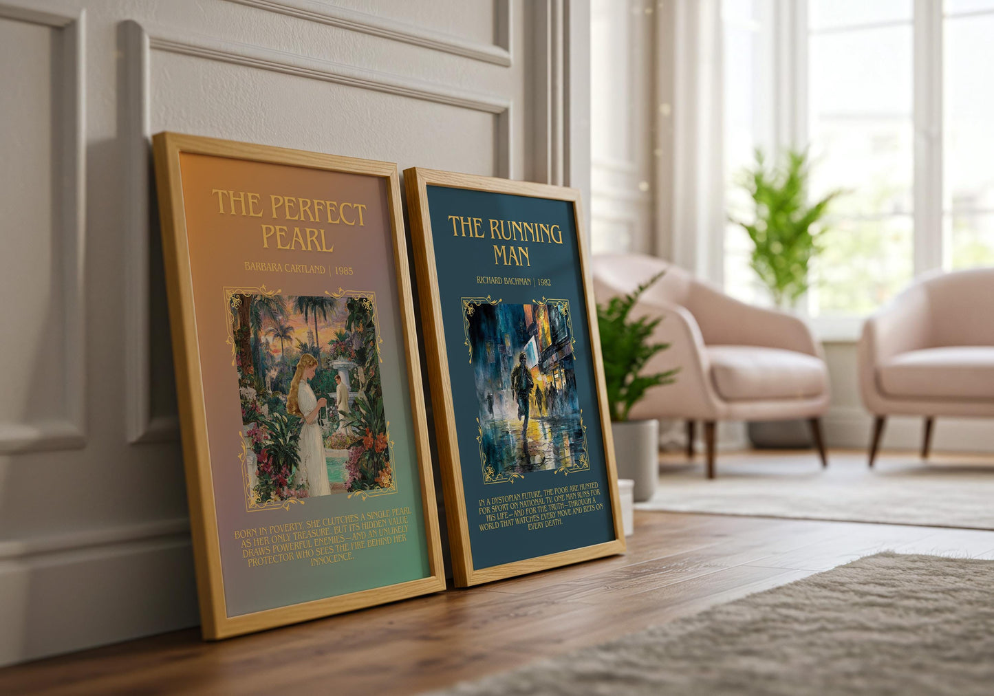 The Running Man by Barbara Cartland Descriptive, High Quality Poster Print.Free Delivery Wall Art. Author&Blurb Book Nook Library Gift