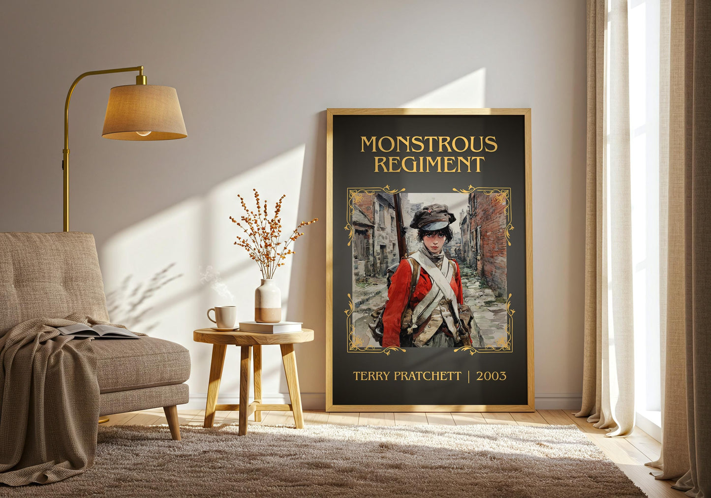 Monstrous Regiment by Terry Pratchett Descriptive, High Quality Poster Print.Free Delivery Wall Art. Author&Blurb Book Nook Library Gift
