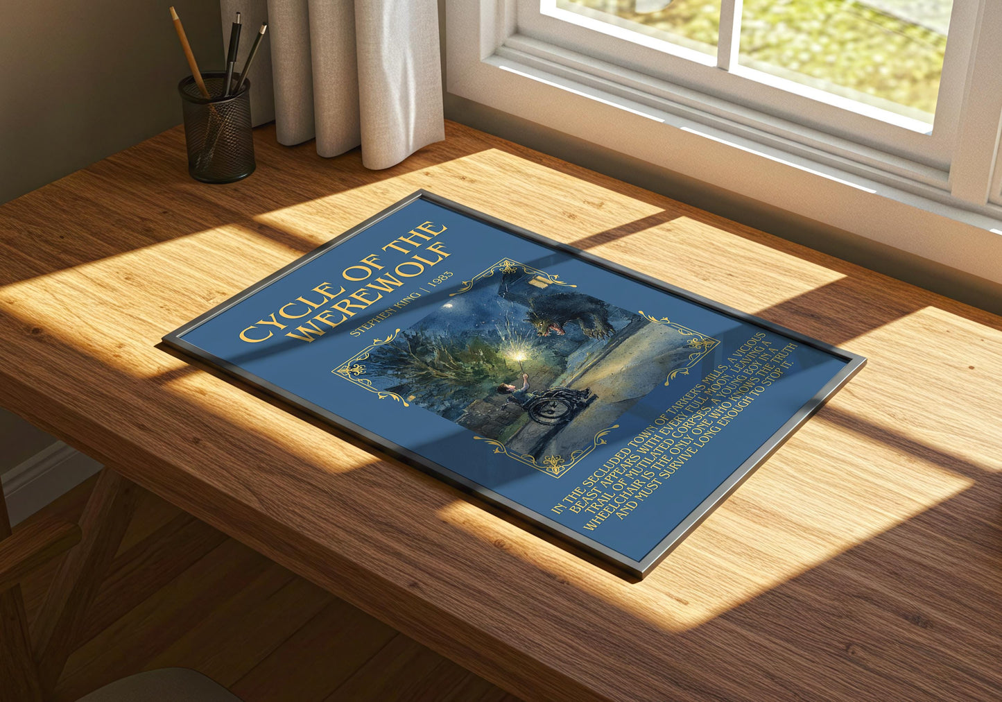 Cycle Of The Werewolf by Stephen King Descriptive, High Quality Poster Print.Free Delivery Wall Art. Author&Blurb Book Artwork Novel Nook
