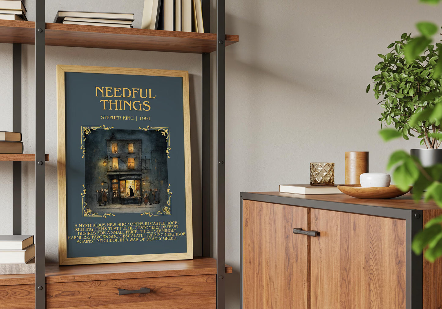 Needful Things by Stephen King Descriptive, High Quality Poster Print.Free Delivery Wall Art. Author&Blurb Book Artwork Novel Nook Gift