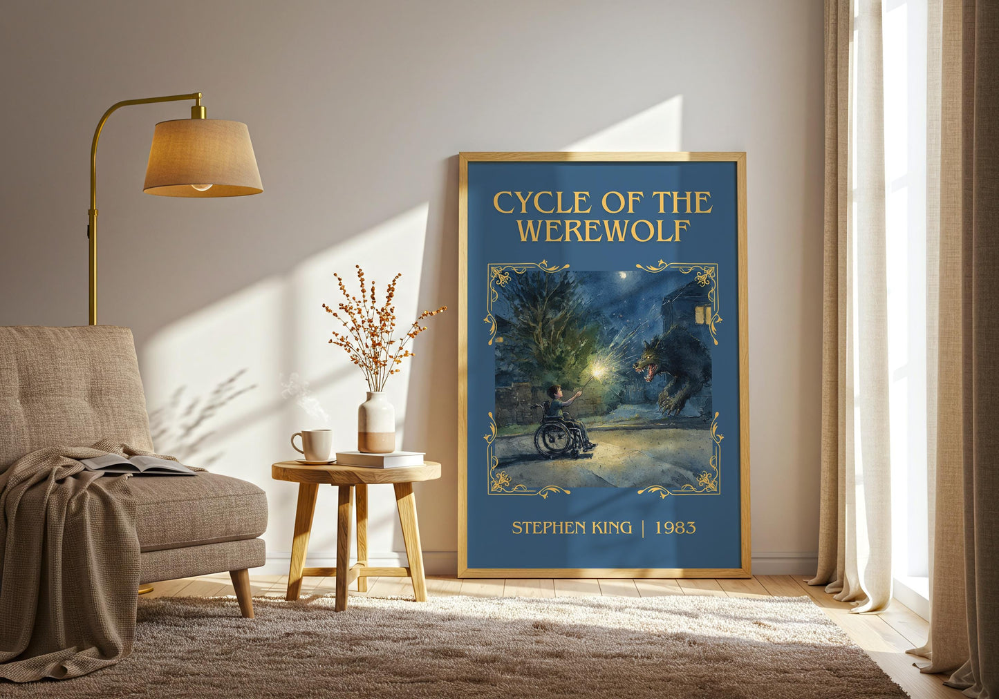 Cycle Of The Werewolf by Stephen King Descriptive, High Quality Poster Print.Free Delivery Wall Art. Author&Blurb Book Artwork Novel Nook