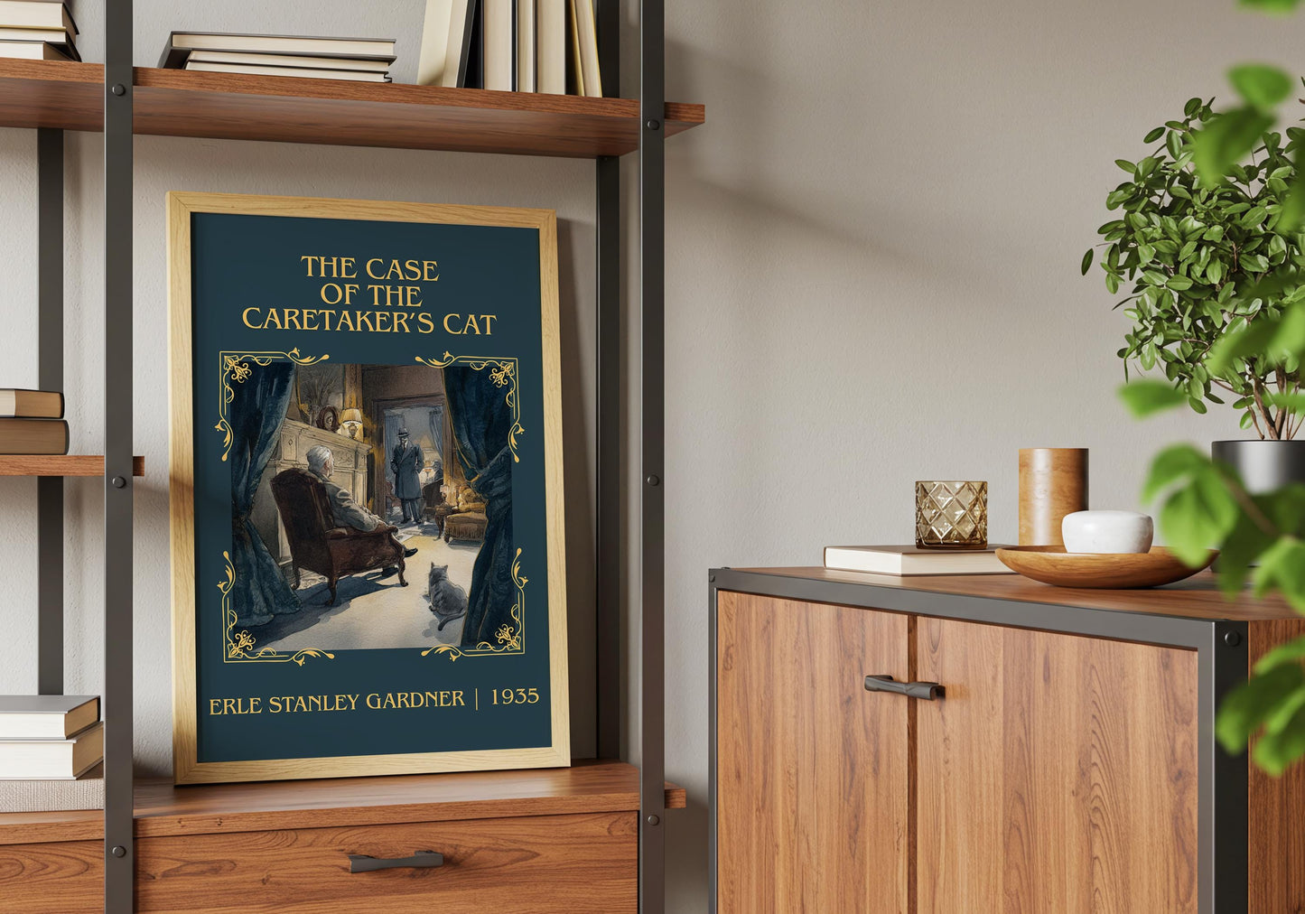 The Case Of The Caretaker's Cat by Erle Stanley Gardner Descriptive Poster Print.Free Delivery Wall Art Author&Blurb Book Artwork Novel