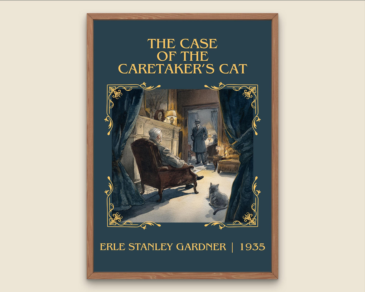 The Case Of The Caretaker's Cat by Erle Stanley Gardner Descriptive Poster Print.Free Delivery Wall Art Author&Blurb Book Artwork Novel