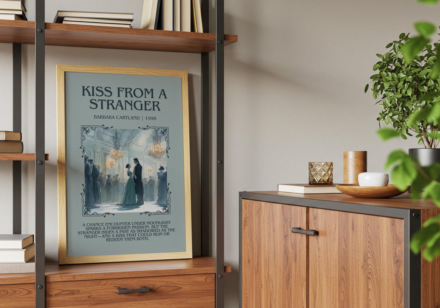 Kiss From A Stranger by Barbara Cartland Descriptive, High Quality Poster Print.Free Delivery Wall Art. Author&Blurb Book Nook Library Gift