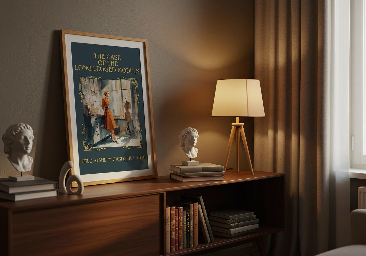 The Case Of The Long-legged Model by Erle Stanley Gardner Descriptive Poster Print.Free Delivery Wall Art Author&Blurb Book Artwork Novel