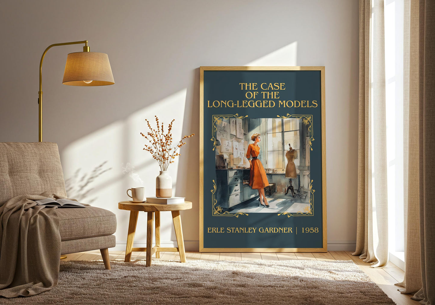 The Case Of The Long-legged Model by Erle Stanley Gardner Descriptive Poster Print.Free Delivery Wall Art Author&Blurb Book Artwork Novel