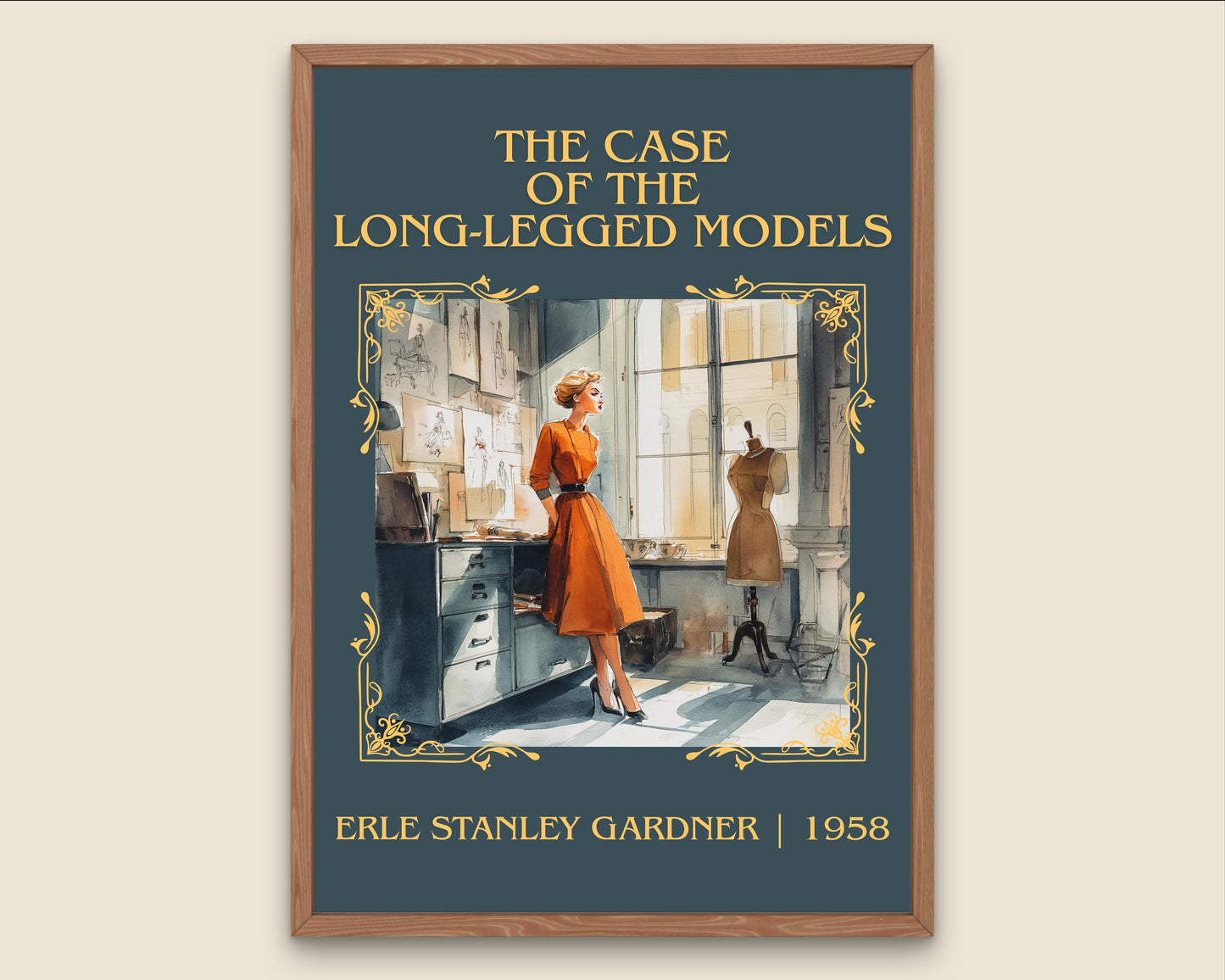 The Case Of The Long-legged Model by Erle Stanley Gardner Descriptive Poster Print.Free Delivery Wall Art Author&Blurb Book Artwork Novel