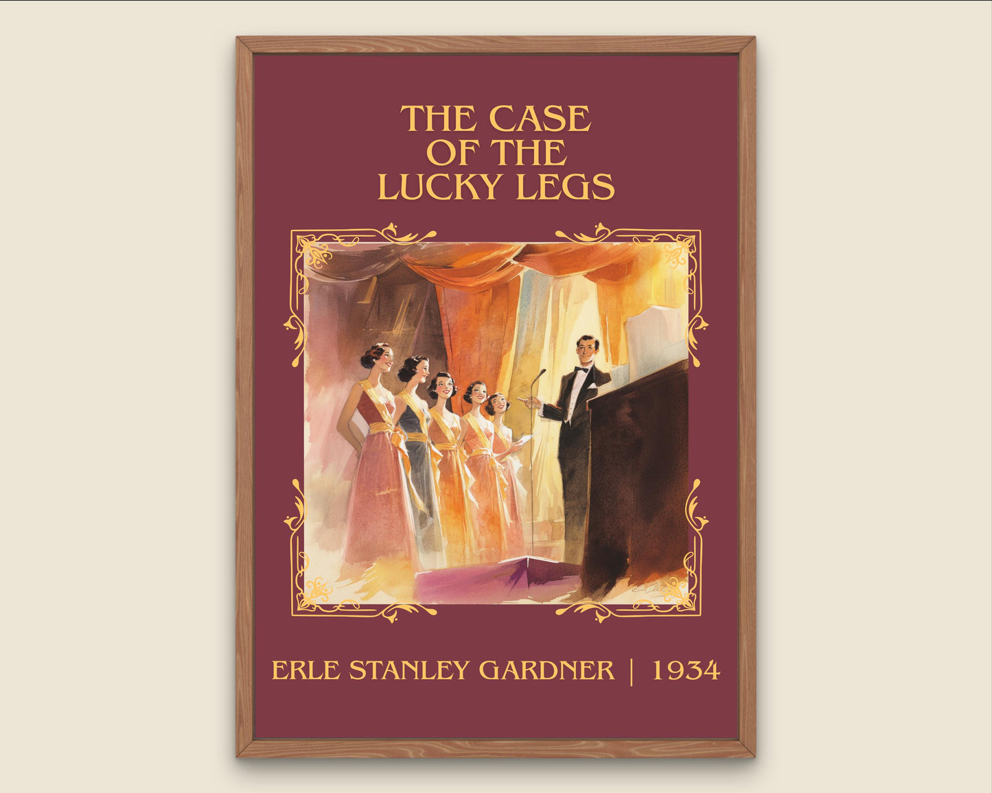 The Case Of The Lucky Legs by Erle Stanley Gardner Descriptive Poster Print.Free Delivery Wall Art Author&Blurb Book Artwork Novel